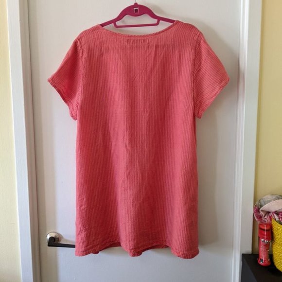 Flax Coral Linen Top/Tunic Sz M - Picture 2 of 3